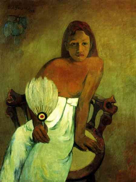 Young Girl with Fan by Gauguin A4 Photo Print