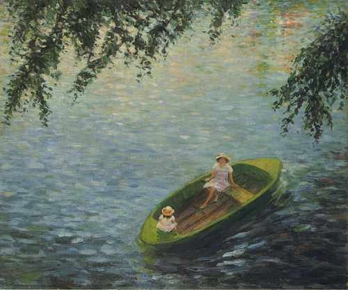 Young Girls In A Boat On The Marne A4 Photo Print