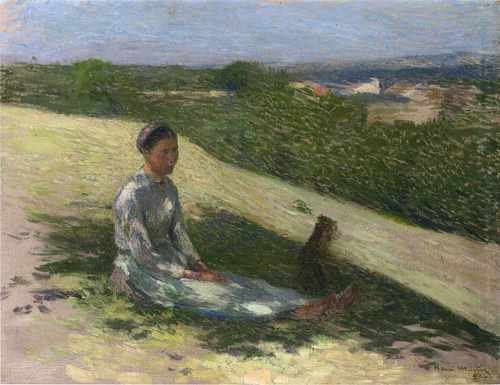 Young Peasant Girl And Her Dog A4 Photo Print