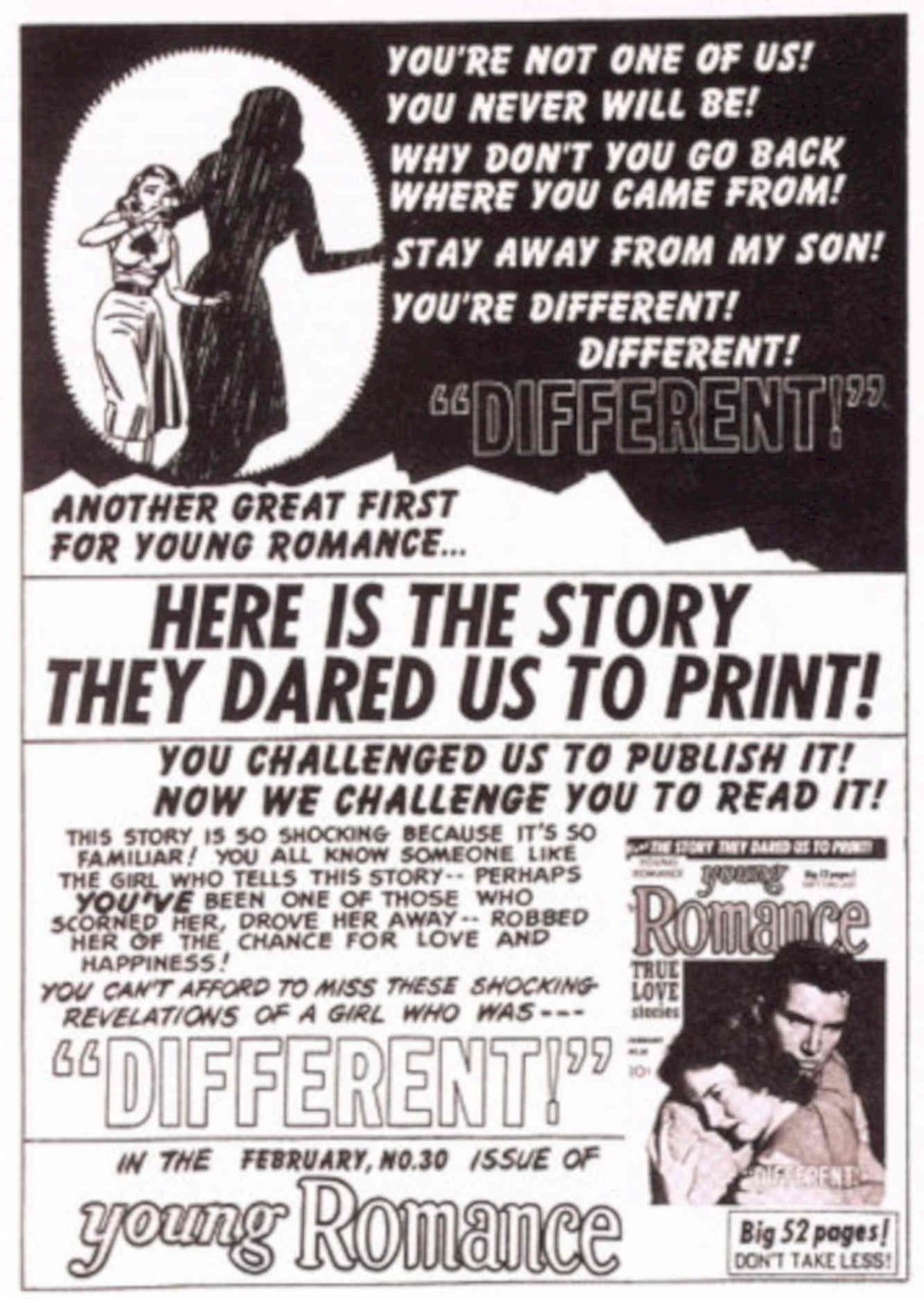 Young Romance February 1940s Vintage Retro Advert Poster