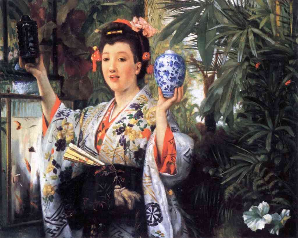 Young Woman Holds Japanese Goods Tissot A4 Photo Print