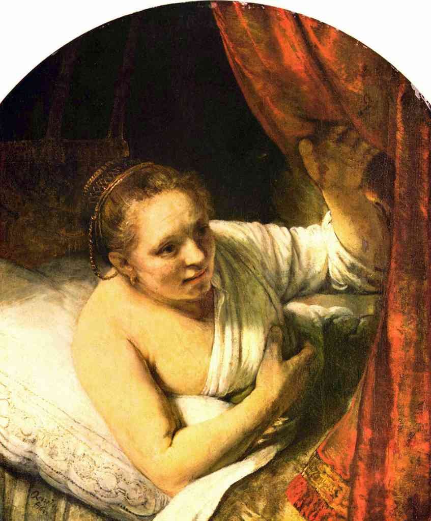 Young Woman In Bed Rembrandt A4 Photo Print