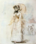 Young Woman Taking A Walk Holding An Open Umbrella 1880 A4 Photo Print