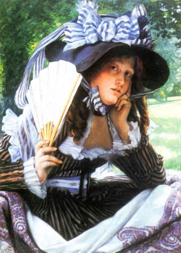Young Woman With Fan Tissot A4 Photo Print