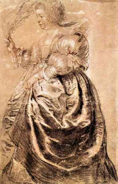 Young Woman with a fan by Rubens A4 Photo Print