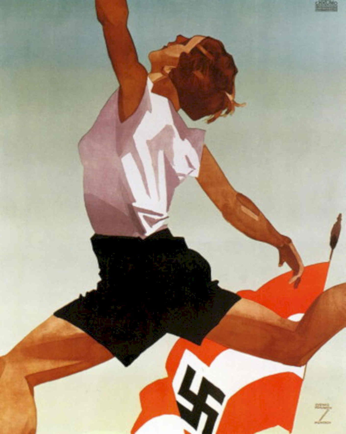 Youth Swastika Athlete 1930s Vintage Retro Advert Poster