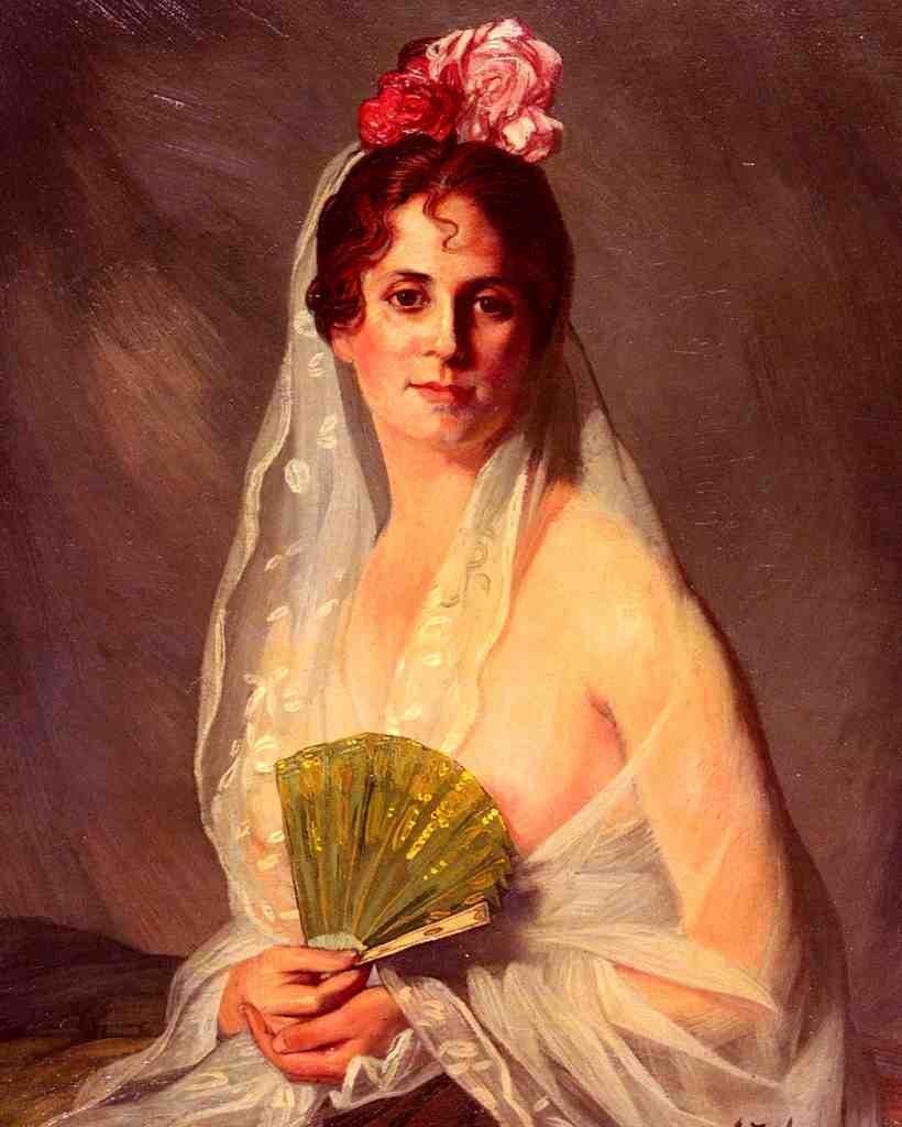 Zabala Eduardo Zamacois y A Lady With A Fan A4 Photo Print
