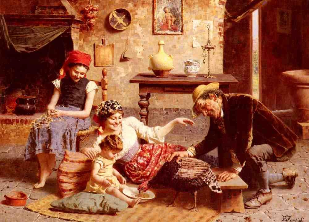 Zampighi Eugenio A Happy Family A4 Photo Print