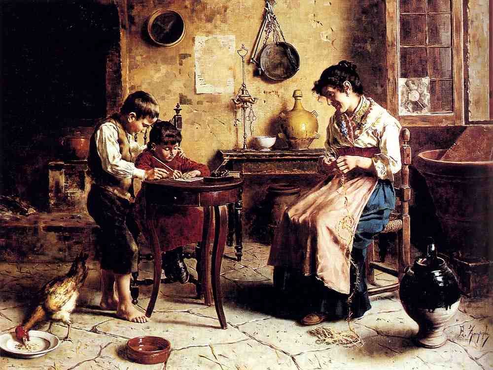 Zampighi Eugenio The Writing Lesson A4 Photo Print