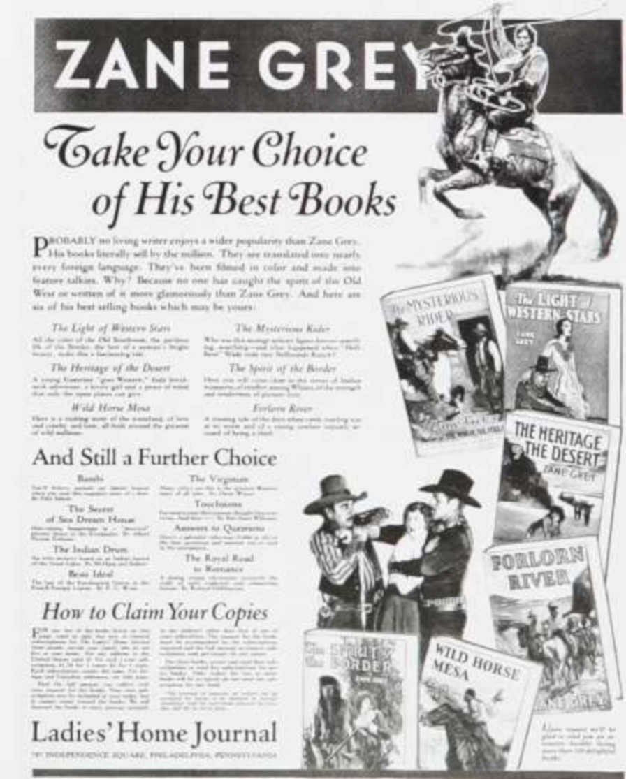 Zane Grey Books Vintage Retro Advert Ads A4 Photo Print