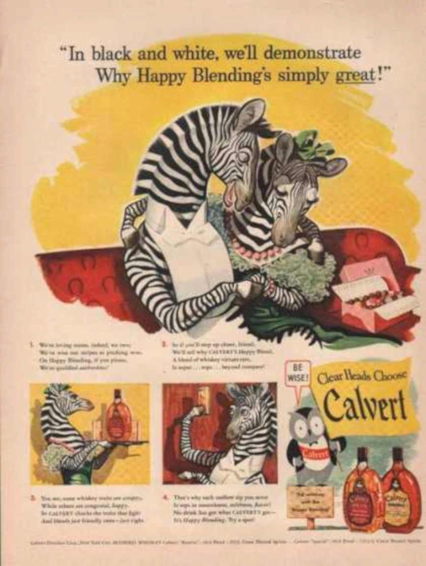 Zebras Whiskey Blending Vintage Retro Advert Ads A4 Photo Print