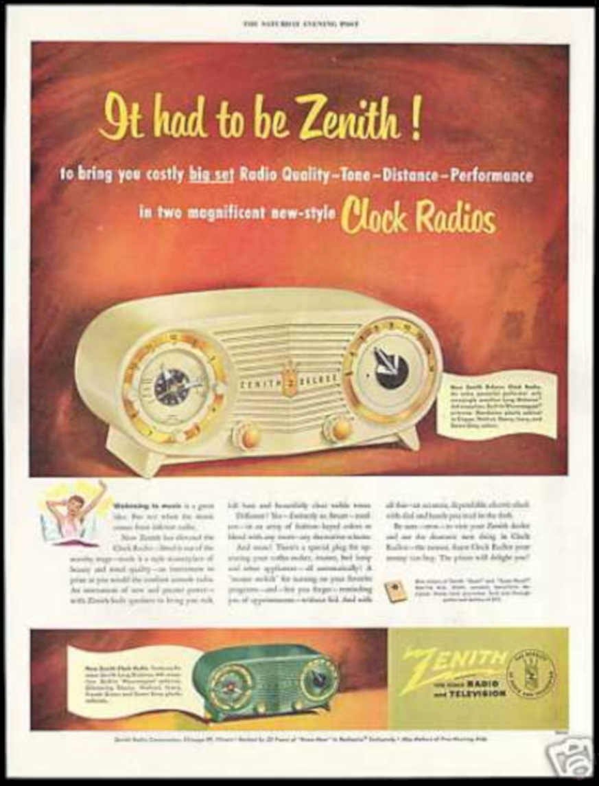 Zenith Clock Radio Vintage Retro Advert Ads A4 Photo Print