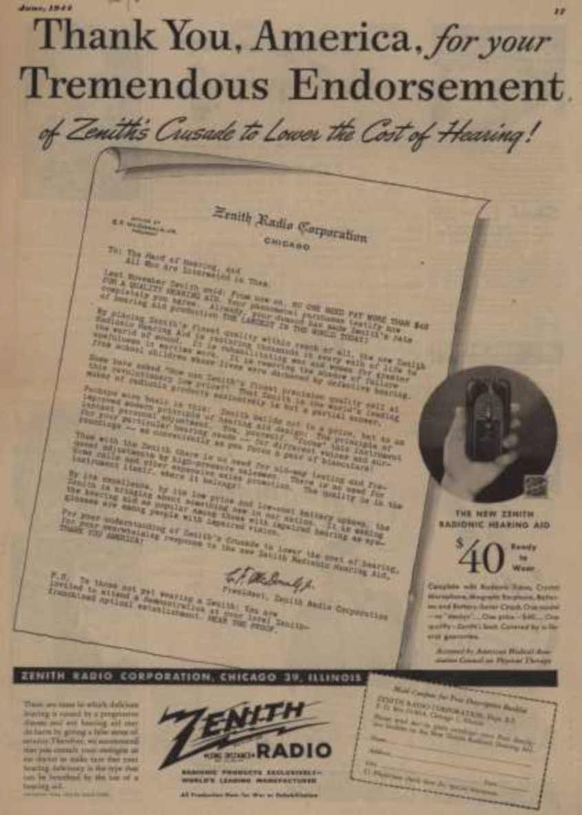 Zenith Hearing Aid 1 Vintage Retro Advert Ads A4 Photo Print