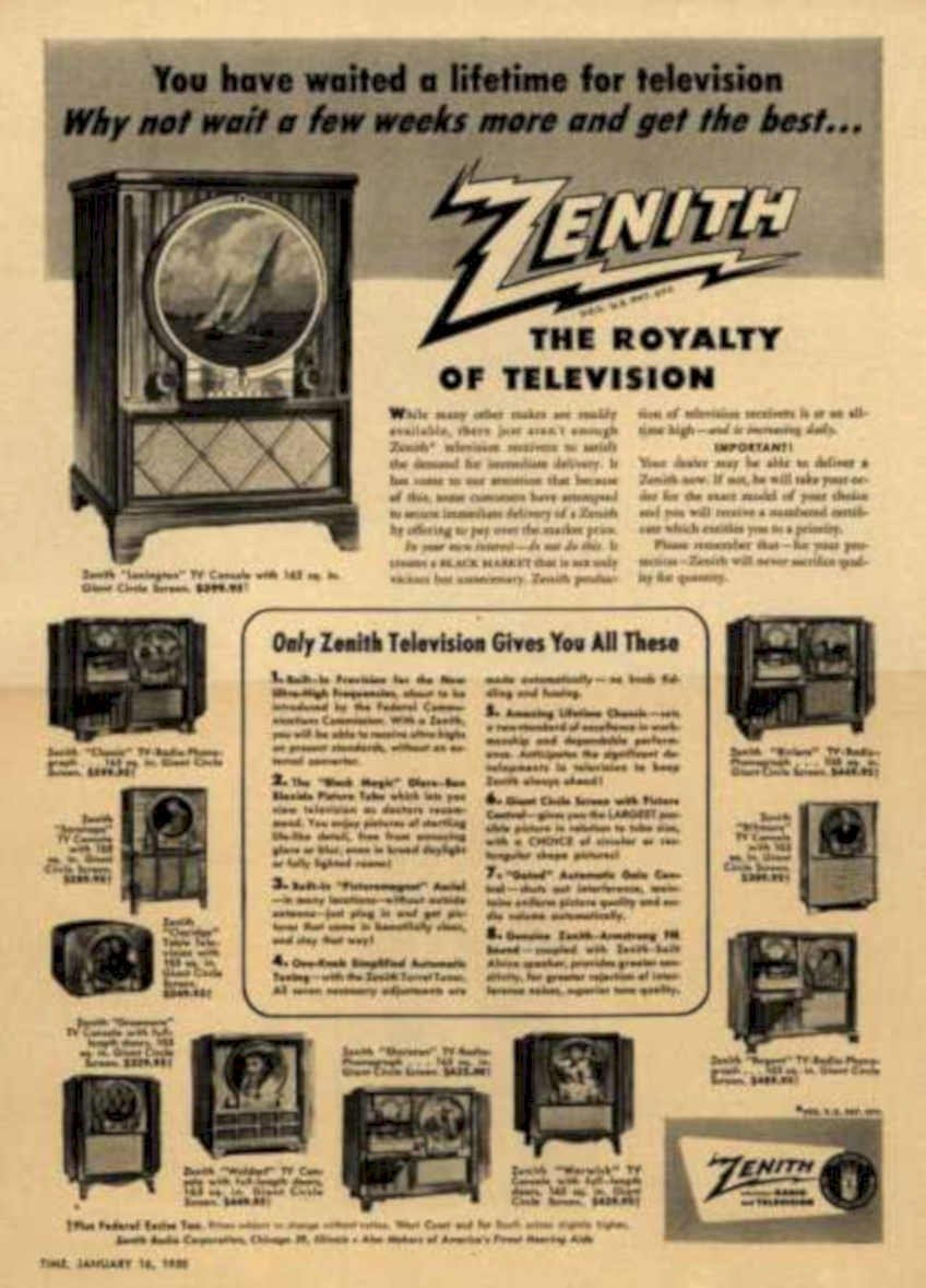 Zenith Lamplight Tv Vintage Retro Advert Ads A4 Photo Print