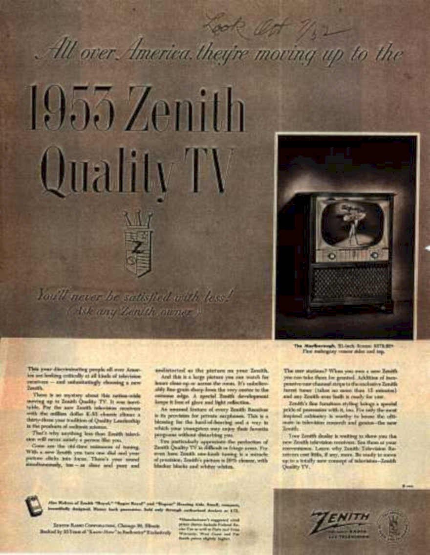 Zenith Quality Tv Vintage Retro Advert Ads A4 Photo Print