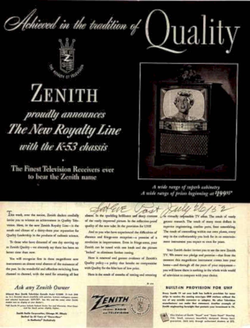 Zenith Royalty Line Vintage Retro Advert Ads A4 Photo Print