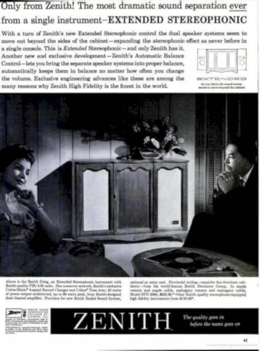 Zenith Stereo Console 2 Vintage Retro Advert Ads A4 Photo Print