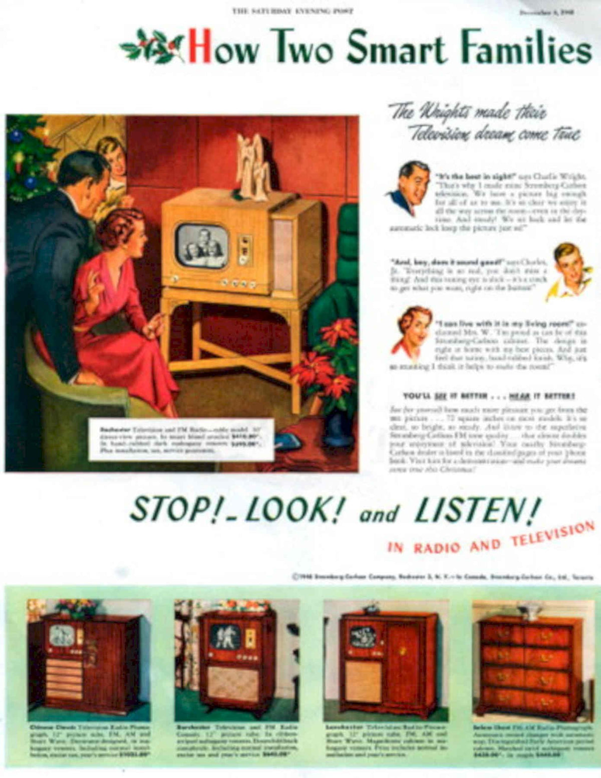 Zenith Television Family 1940s Vintage Retro Advert Poster