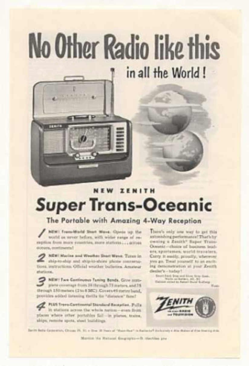Zenith Trans Oceanic Vintage Retro Advert Ads A4 Photo Print