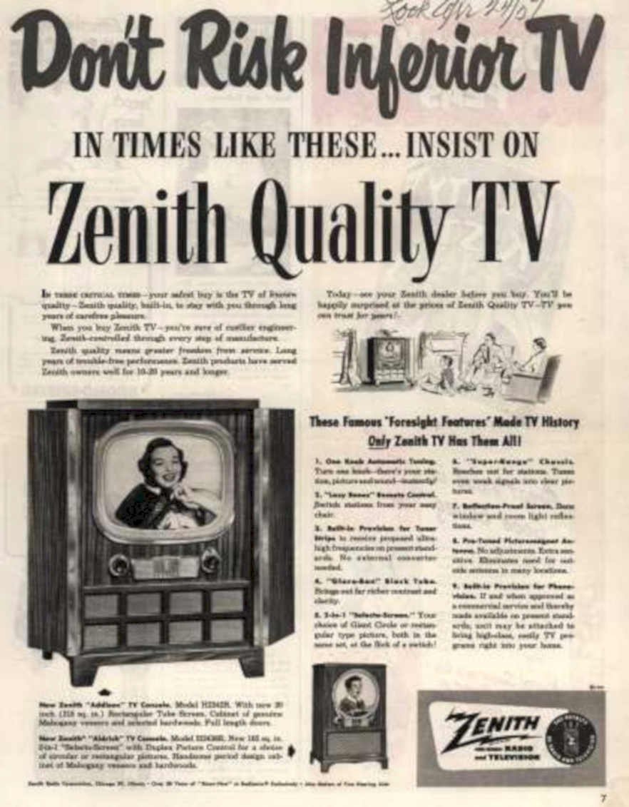 Zenith Tv Console Vintage Retro Advert Ads A4 Photo Print