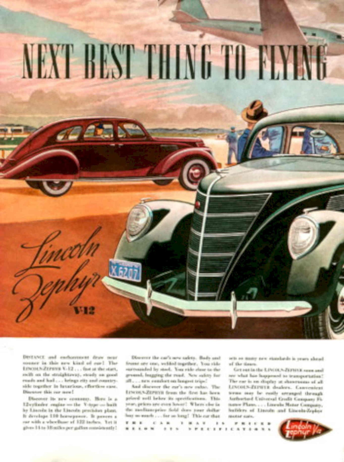 Zephyr Airfield Vehicle 1930s Vintage Retro Advert Poster