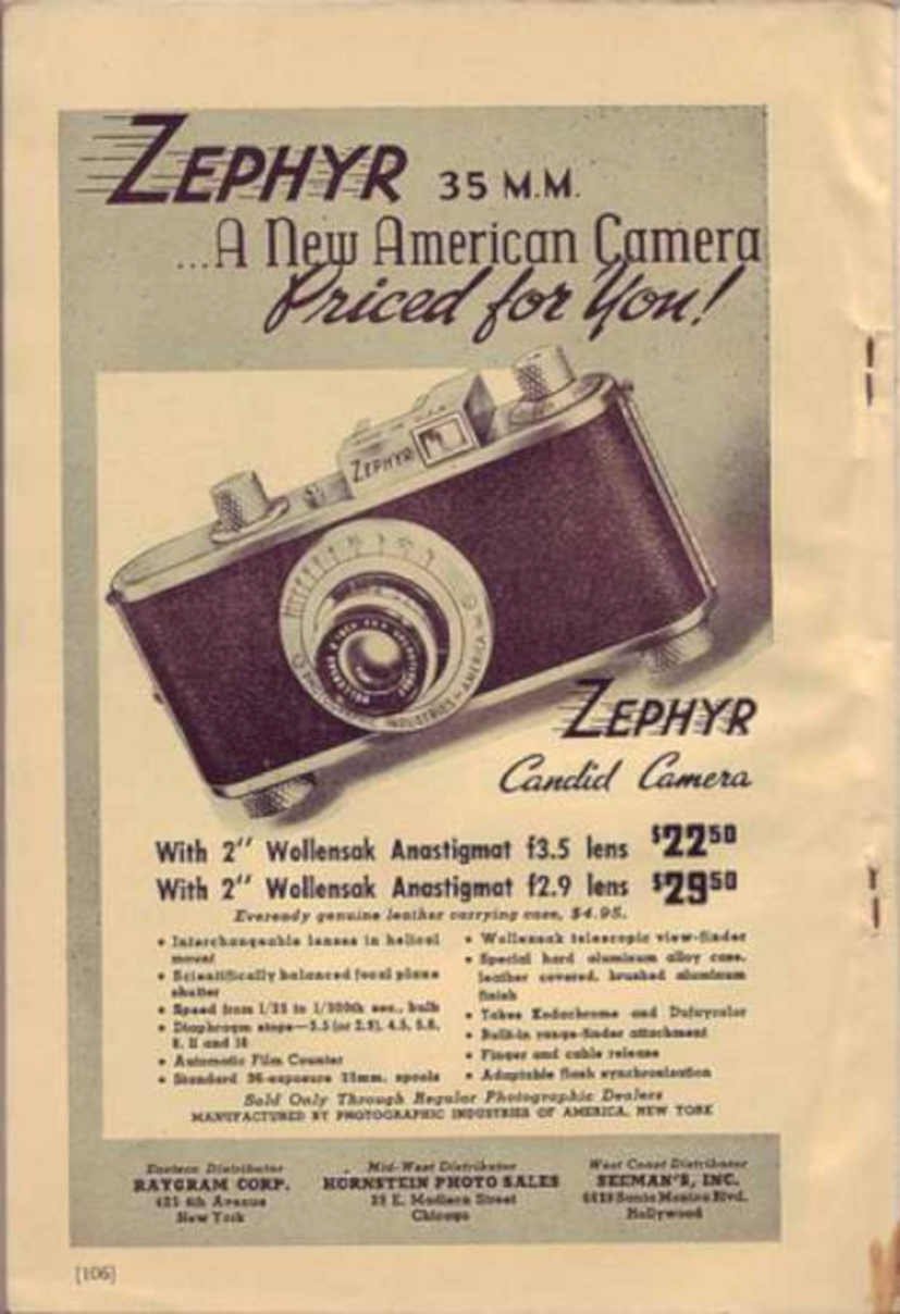 Zephyr Camera 35mm Vintage Retro Advert Ads A4 Photo Print