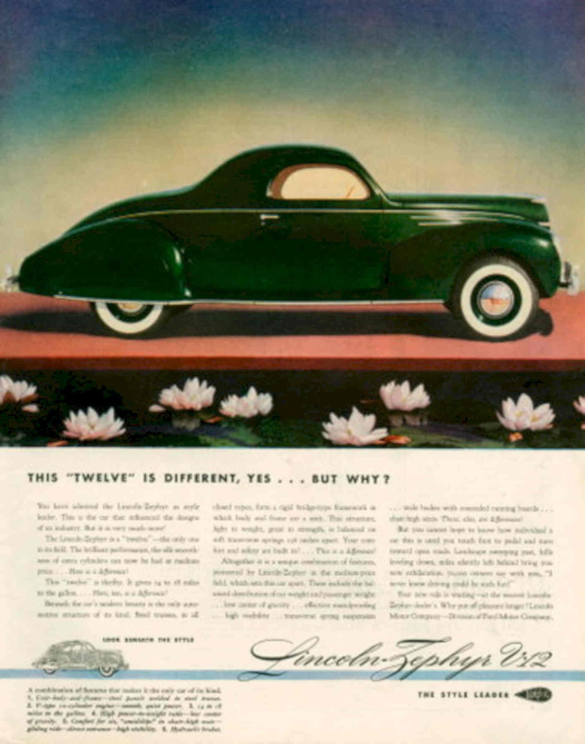 Zephyr Lotus Green 1930s Vintage Retro Advert Poster