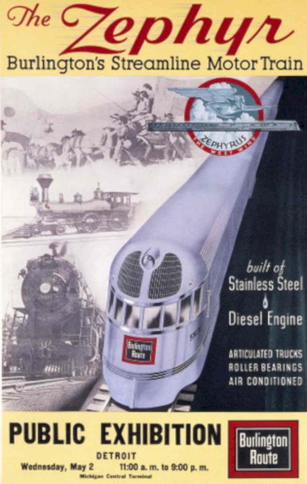 Zephyr Streamline Train 1930s Vintage Retro Advert Poster