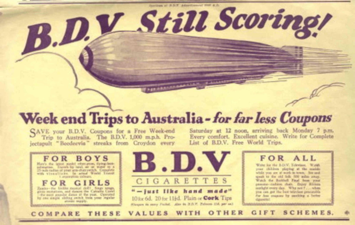 Zeppelin Cigarettes Australia 1930s Vintage Retro Advert Poster