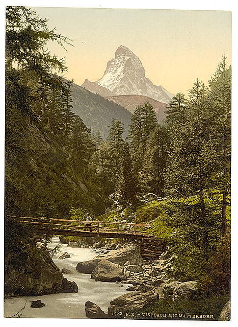 Zermatt Vispach Bridge Valais Alps of Vintage A4 Photo Print