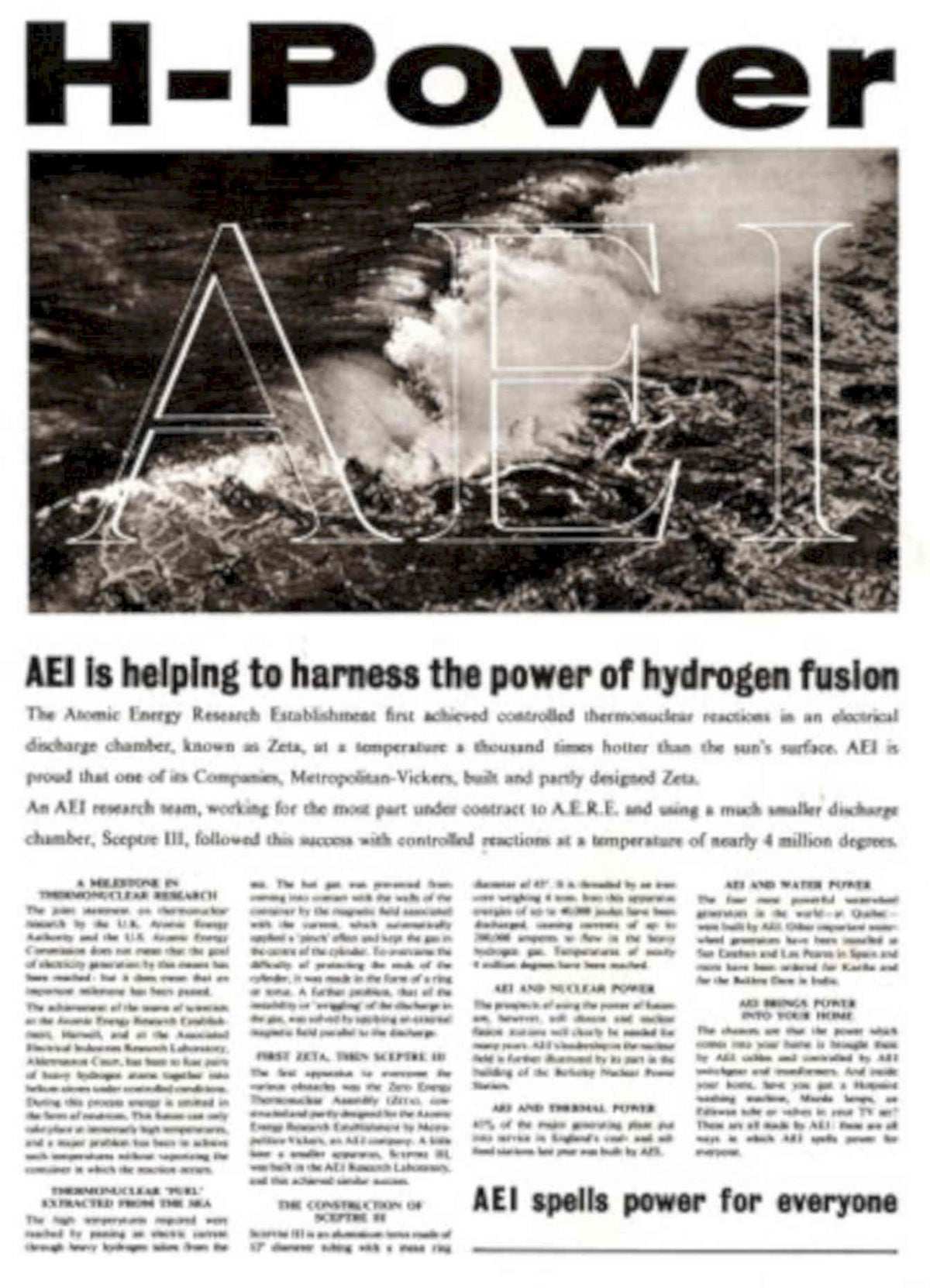 Zeta Hydrogen Power 1950s Vintage Retro Advert Poster