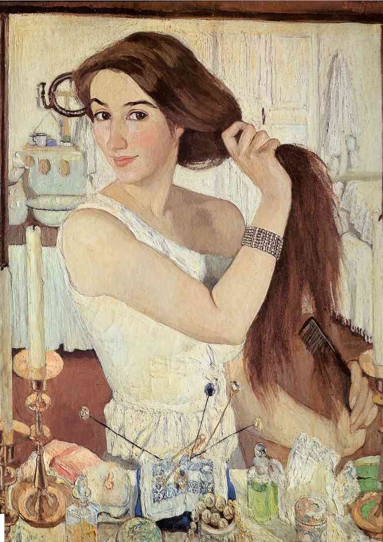 Zinaida Serebriakova at the dressing table crop A4 Photo Print