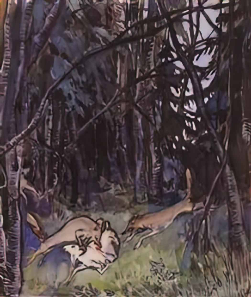 Zinaida Serebriakova attacked a goat gray wolves 1901 Art A4 Photo Print