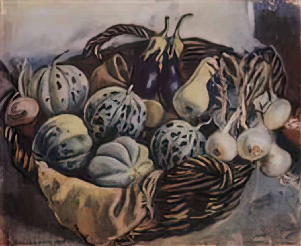 Zinaida Serebriakova basket with melons and squash 1938 Art A4 Photo Print