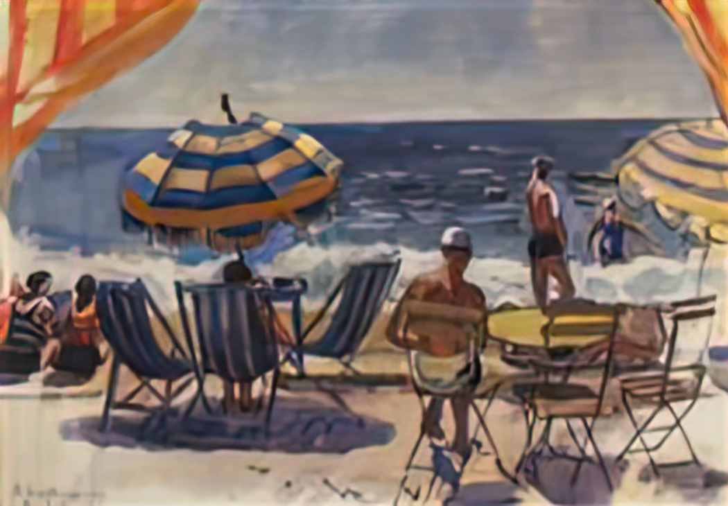 Zinaida Serebriakova menton beach with umbrellas 1931 Art A4 Photo Print