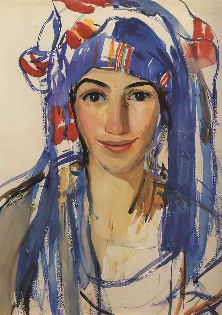 Zinaida Serebriakova self portrait wearing a scarf A4 Photo Print