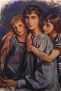 Zinaida Serebriakova self portrait with daughters 1921 Art A4 Photo Print