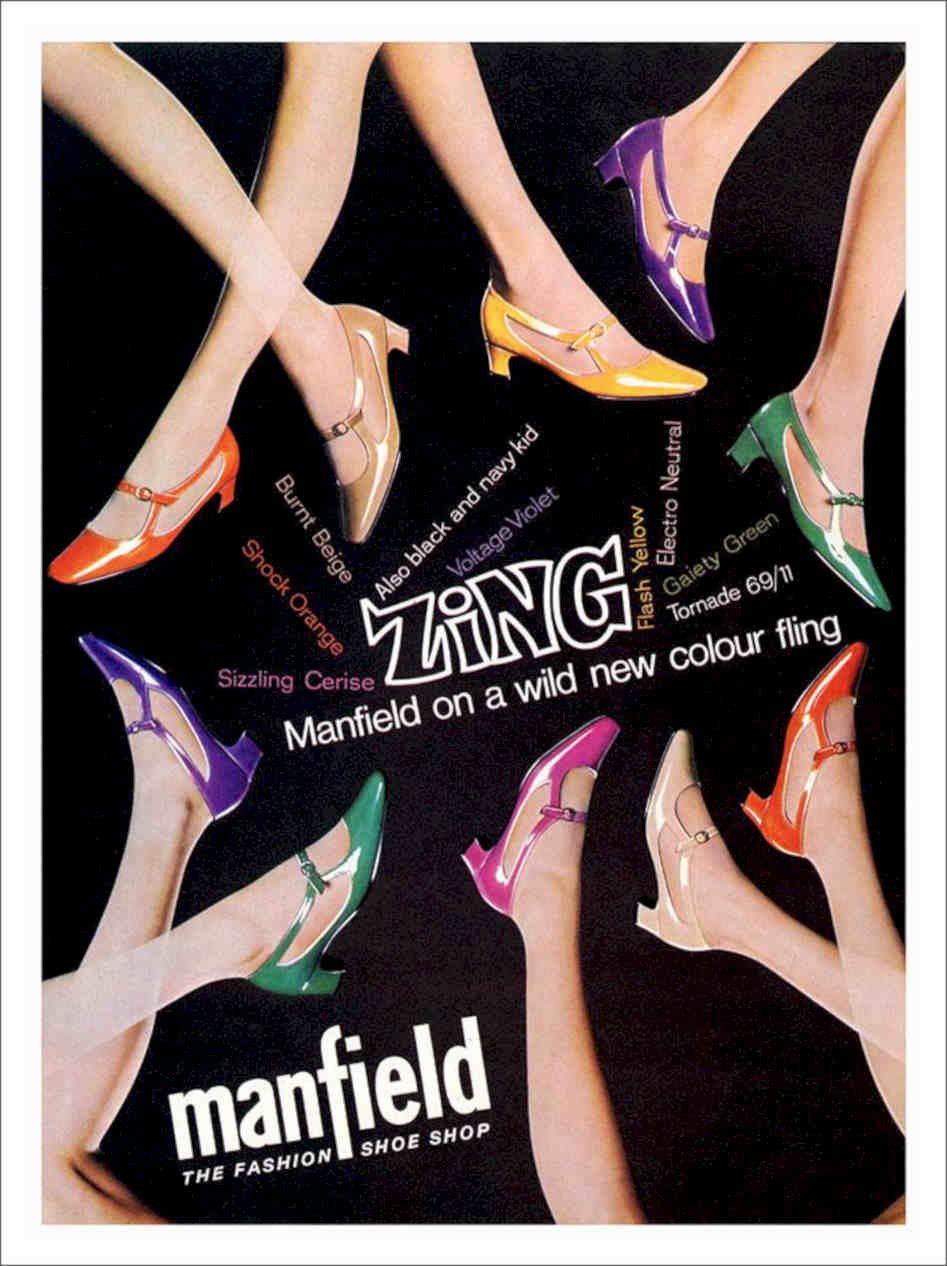 Zing Manfield Fashion Shoes Advert 1960s Vintage Retro Advert Poster A4 Photo P