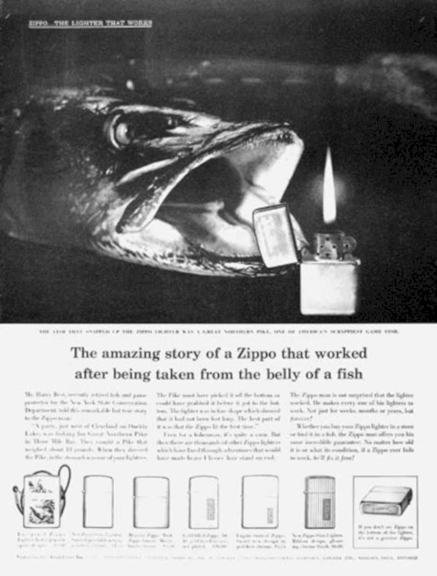 Zippo Fish Lighter 1 Vintage Retro Advert Ads A4 Photo Print