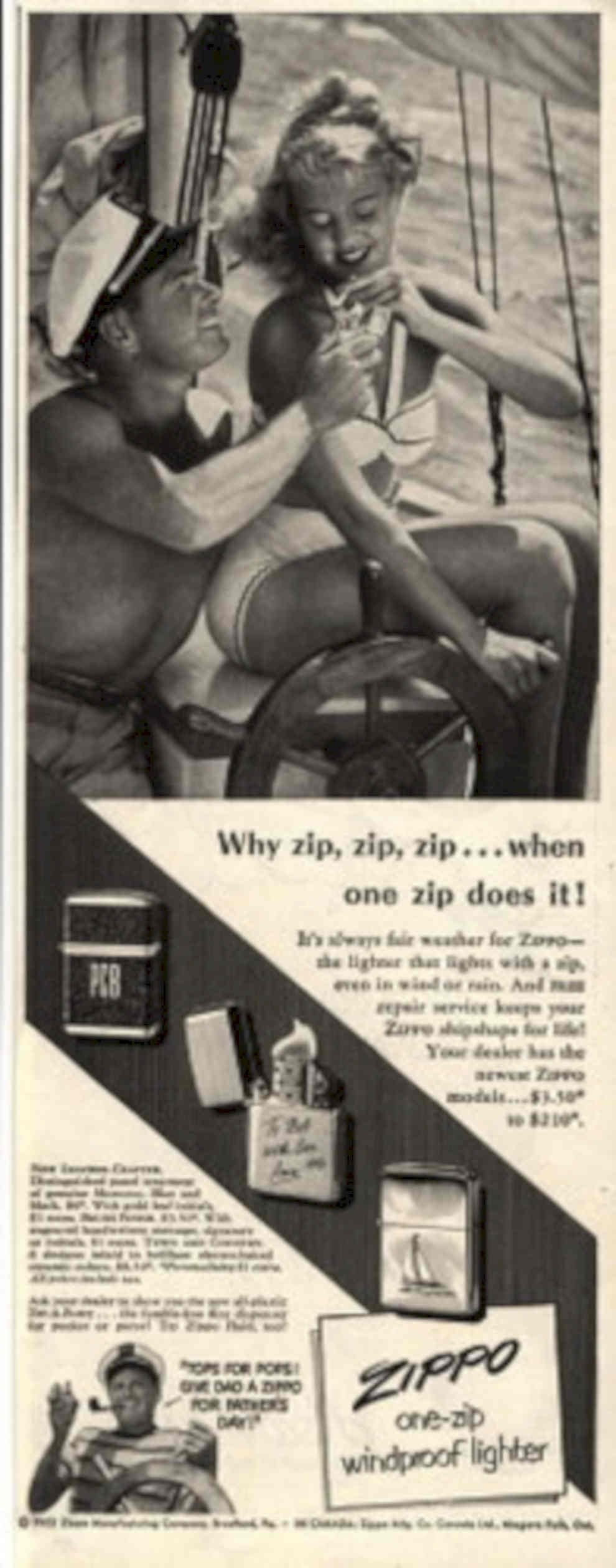Zippo Lighter Beach 1950s Vintage Retro Advert Poster