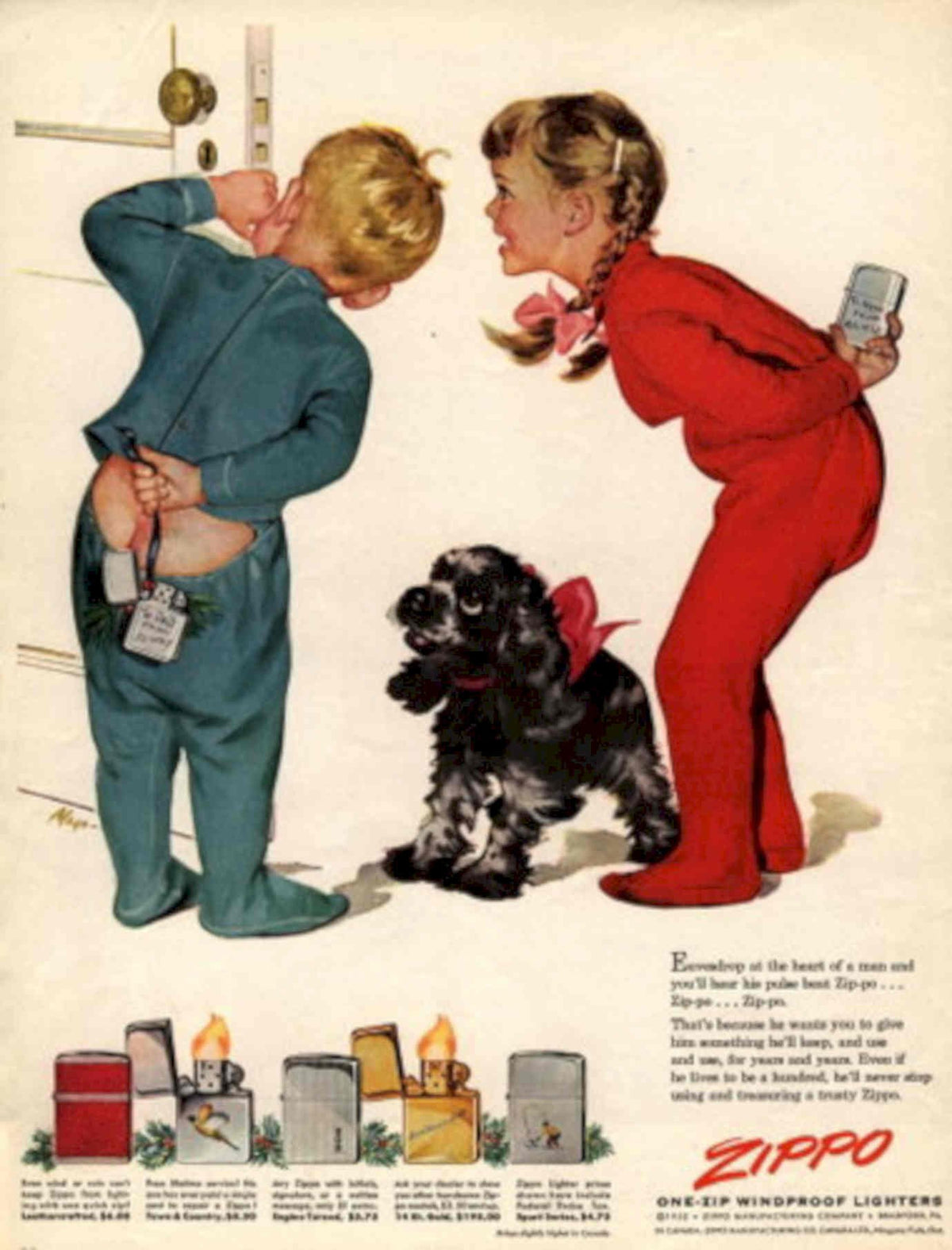 Zippo Lighter Children 1940s Vintage Retro Advert Poster
