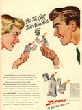 Zippo Lighter Gift 1940s Vintage Retro Advert Poster