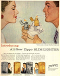 Zippo Slim Lighter 1950s Vintage Retro Advert Poster