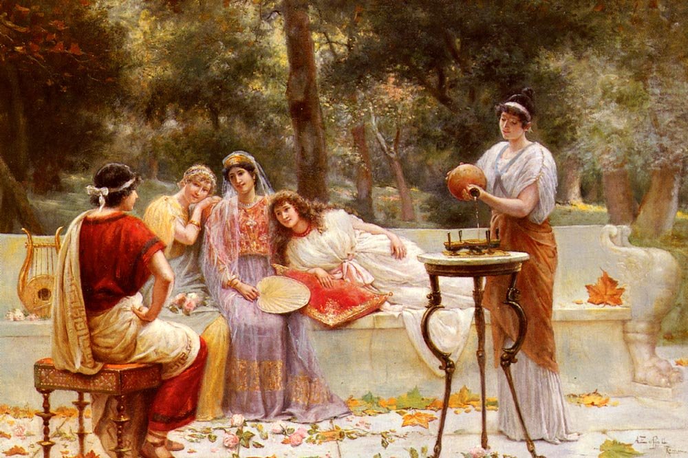 Zoffoli A Classical Figures In A Garden Art A4 Photo Print