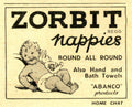 Zorbit Nappies Rabbit 1950s Vintage Retro Advert Poster