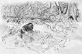 a SKETCH Wind in the Willows Arthur Rackham The Mole begged as a favour to be allowed to unpack it all by himself A4 Photo Print