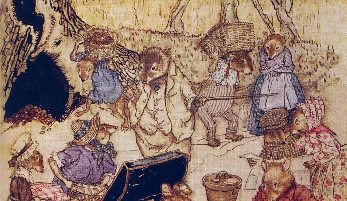 a Wind in the Willows Arthur Rackham Today, however, though they were civil enough, the field mice and harvest mice seemed preoccupied A4 Photo Print