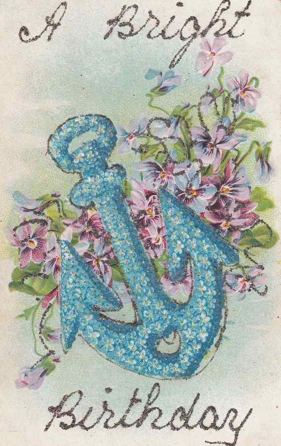 a bright birthday ship anchor antique glitter 95741 A4 Photo Print