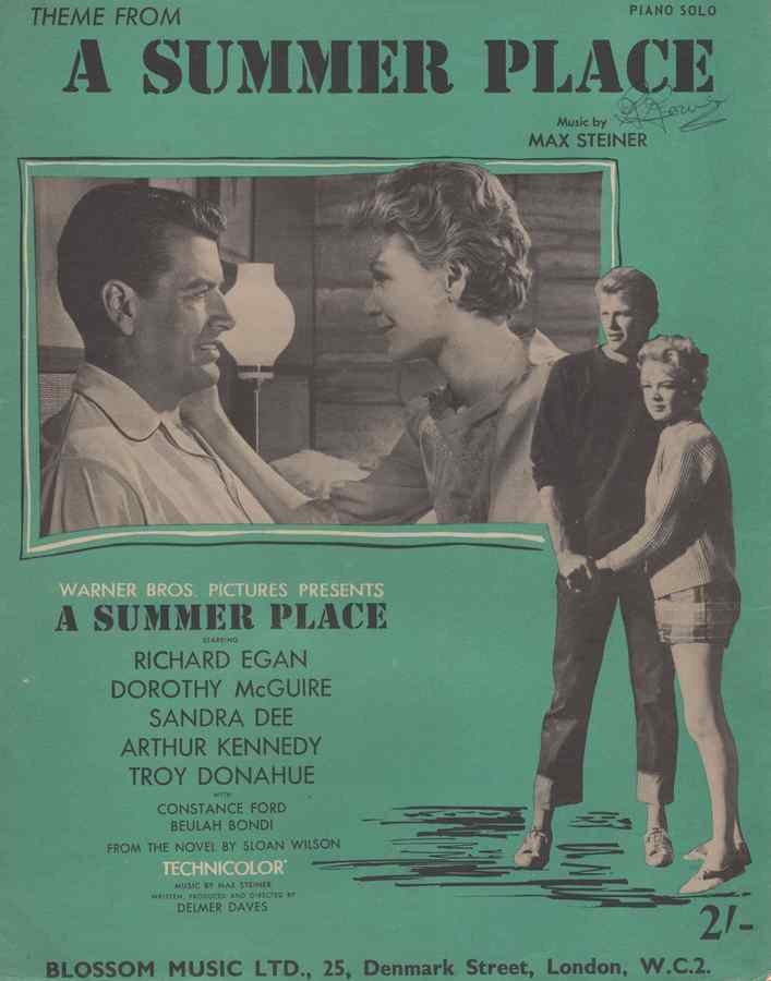 a summer place sandra dee richard egan dorothy mcguire sheet music 169644 A4 Photo Print