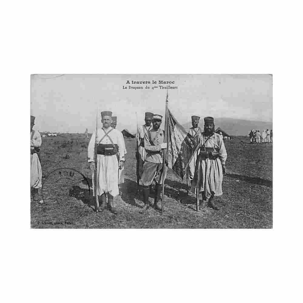 a travers le maroc le drapeau du 4eme regiment de tirailleurs algeriens ed p schmitt Vintage A4 Photo Print